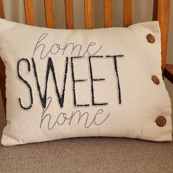 Home Sweet‎ Home Accent Pillow Canvas Look Button closure - Picture 1 of 5